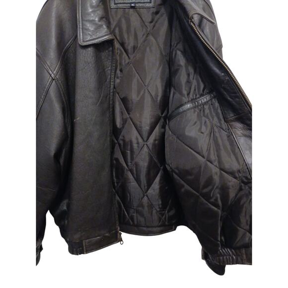 Vintage Brown Leather Jacket Top Gun Sz XL Tom Cruise  Oversized Moto Aviator - Picture 6 of 16